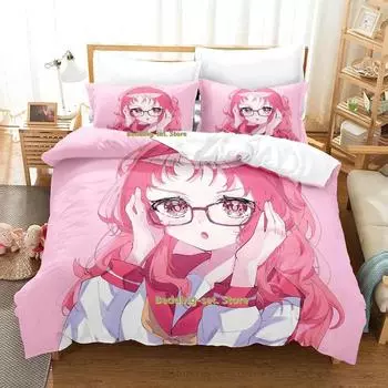 The Girl I Like Forgot Her Glasses Bedding Set Cartoon Anime three-piece set Adult Kid Bedroom Duvetcover Sets twin set 70x133cm 2pcs