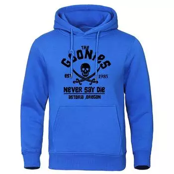 The Goonies Est 1985 Never Say Die Мужская винтажная свободная толстовка с капюшоном Осенняя свободная толстовка с капюшоном Простая женская футболка с круглым вырезом S