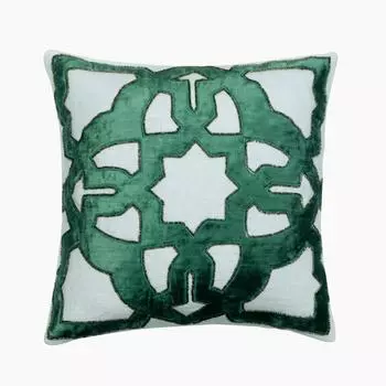 The HomeCentric Euro Pillow Teal Blue Декоративные наволочки Бархатные и льняные декоративные подушки с греческой аппликацией для дивана Абстрактный современный стиль Пасха - Rhea 14 x 14 inch синий