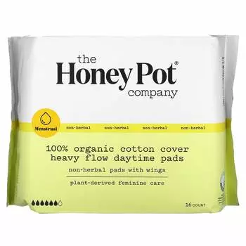 The Honey Pot Company, еженедельные прокладки для обильных выделений из 100% органического хлопка, 16 шт. в упаковке