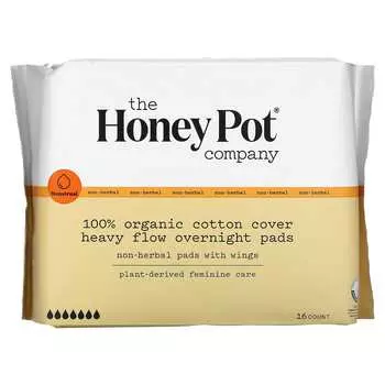 The Honey Pot Company, ночные прокладки для обильных выделений из 100% органического хлопка, 16 шт. в упаковке