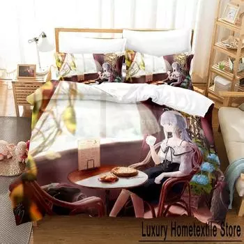 The Journey of Elaina Bedding Set Anime 3d Duvet Cover Sets Comforter Bed Linen Twin Queen King Single Size Kids Gift Cartoon 70x133cm 2pcs