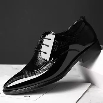 The Latest Oxford Shoes Men s Luxury Lacquer Wedding Shoes Pointed Toe Dress Shoes Classic Derby Shoes Leather Shoes Size 38-48 38 чёрный