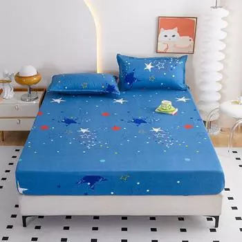 The New Item Fitted Sheet Plant-cashmere Single Bed Cover Printed Mattress Cover with Elastic 200x220 Bedding Skin-friendly Only 2 pillowcases