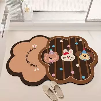 The New Popular Cartoon Flower Bathroom Absorbent Mat Creative Household Washbasin In Front of The Bathroom Dirty and Non-slip Mat 40 * 60Cm )