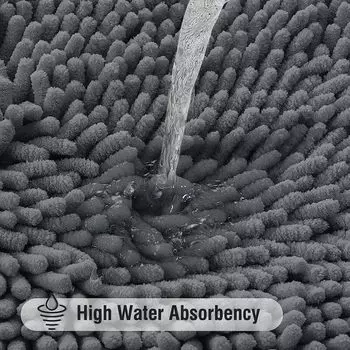 The non slip, water absorbing, soft and comfortable plush bathroom carpet in the Chenille bathroom is easy to dry and suitable f U-shaped500MMx500MM темно-серого