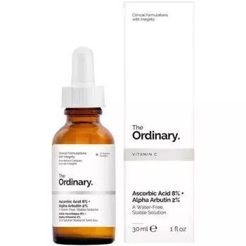 The Ordinary Ascorbic Acid 8% + Alpha Arbutin 2% - 30 мл, Осветляющий, Увлажняющий, Корейская косметика, Kbeauty, образец