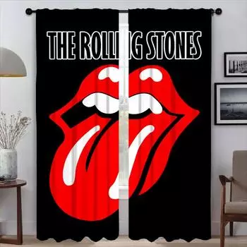 The Rolling Stones Partition Window Curtain for Room 2 Panel Modern Living Room Curtains Home Interior Curtains Kitchen Blackout W50xH70cmx2pcs-CL