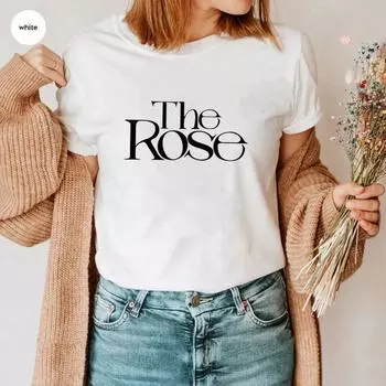 Футболка The Rose Back To Me Футболка с корейской группой The Rose Футболка с Ким У Соном Футболка с символикой Kpop The Rose Футболка с двойным альбомом The Rose S белый