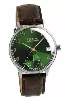 [The Stack] Часы STAC Made in Japan, 36 мм, классические, с зеленым коричневым ремнем из коровьей кожи, в стиле ретро, мужские, женские, унисекс