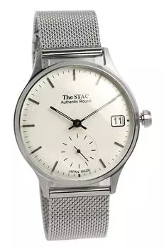 [The Stack] Японские часы STAC Authentic Round Classic для мужчин и женщин (Стержень x Серебряная сетка)