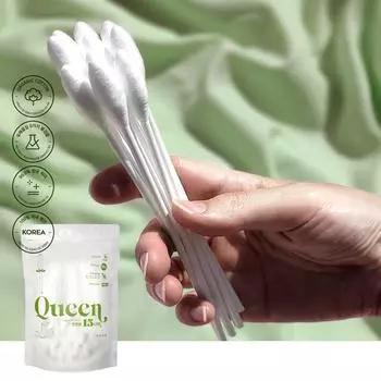 Therapy Stick Queen Ватные палочки 15 см, бытовые органические ватные палочки King, 100 шт.