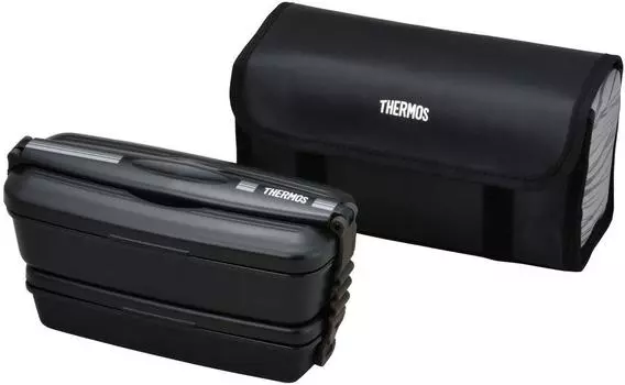 Термос Bento Box 2 Tiers Fresh Lunch Box 900 мл Черный Серый BKGY DJB-905W