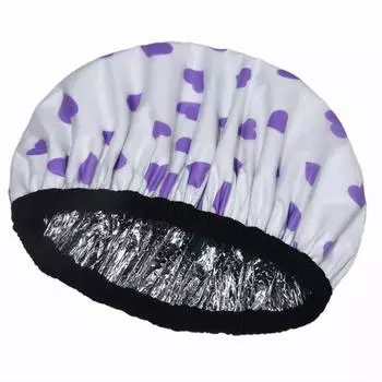 Thermostatic Self-heating Tin Foil Hat Shower Cap Smooth Hair Oil Baking Cap Bathroom Style 17