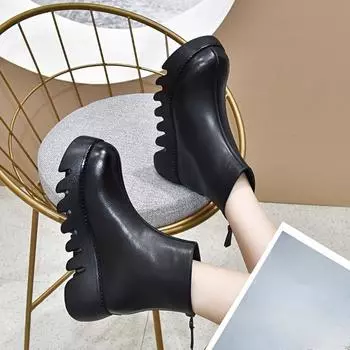 Thick Bottom Boots Muffin Heel Short Boots Straight Boots Women s Boots 35 чёрный