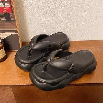 Thick bottom for outer wear increases height, flip-flops are fashionable in summer, high heels pinch feet EVA non-slip and cool slippers for women 36-37