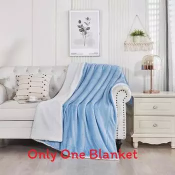 Thick Plush Polyester Fleece Blanket With Double Layer Warmth For Home Use Sleep Sky Blue,180cm x 200cm