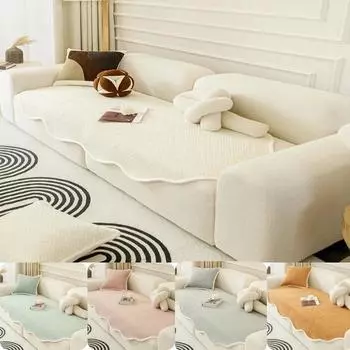 Thick Plush Sofa Mat Winter Warm Universal Sofa Towel Non-Slip Elastic Couch Cushion Cover for Living Room Multi-sizes 60x60