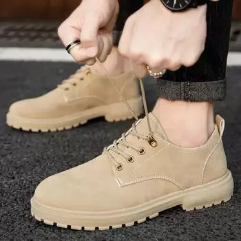 Thick Sole Casual Platform Man Shoe Round Toe Leather Shoes for Men Fashion 2024 Classic Original Slip-on Common Shipping Free 39