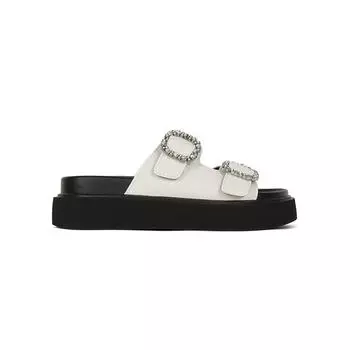 Thick-soled casual one-word with rhinestone slippers for women to wear summer new casual versatile beach muffin sandals 35