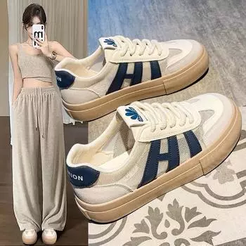 Thick-soled Casual Shoes for Women Spring and Autumn New Nmesh All-match Breathe Sneakers Comfortable Women Shoes D116 35