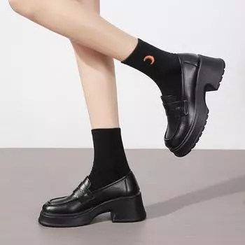 Thick-soled College British Style Pu Leather Shoes Women s Spring, Summer and Autumn Mary Jane Loafers Japanese Jk Uniform Lolita Shoes Women 40 коричневый