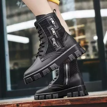 Thick-soled Comfortable Man Sneakers Non-slip Ankle Boots Winter New Men s Casual Shoes Fashion Hollow Breathable Shoes For Mens 39 чёрный
