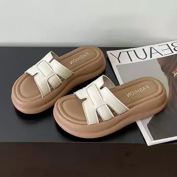 Thick-soled cool slippers women s summer wear new fashion women s shoes beach shoes with skirts 35