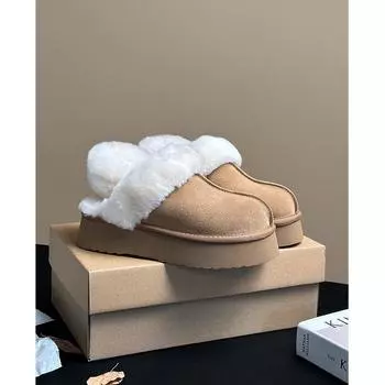 thick-soled fluffy slippers for women to wear new autumn and winter two-wear snow boots, piled and thickened warm bread cotton shoes 35