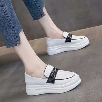 Thick-soled Heightened Shoes Women s Casual Beanie Shoes 35 белый