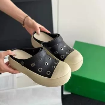 Thick-soled heightening hole shoes women s new summer breathable sandals bag head half slippers versatile casual 35