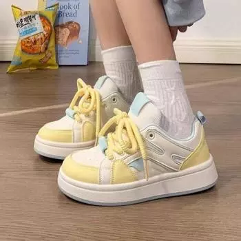 Thick-soled heightening little white shoes women s spring new fashion lace-up single shoes student casual sports board shoes 35