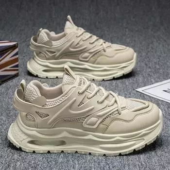 Thick-soled heightening men s shoes spring and summer 2025 new mesh sports shoes student casual breathable dad trendy shoes men s 39