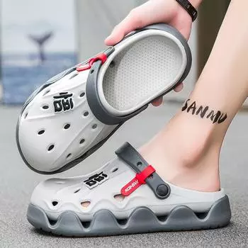 Thick-Soled Hole Shoes Men S Trendy Personality Outer Wear Bag Head Slippers Men S Dual-Purpose Non-Slip Beach Sandals 40/41