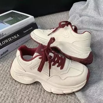 Thick-soled inner height-increasing dad shoes for women, small men, new casual sports leather leather shoes, fashion travel shoes 35