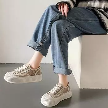 Thick-soled Mesh Shoes Summer New Versatile Student Hollow Canvas Shoes Mesh Breathable White Shoes 35 абрикосовый