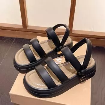 thick-soled muffin sandals women s 2025 summer new versatile gentle matching skirt foreign-style beach sandals 35 бежевый