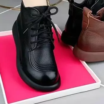 Thick-soled short tube velvet warm Martin boots women s 2024 new round head soft-soled retro mother short boots single boots 35