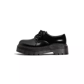 Thick-soled small leather shoes women s spring velvet black Martin boots women s shoes spring and summer college style 35 чёрный