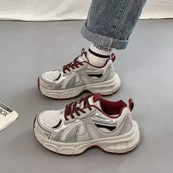 Thick-soled small man increases height and matches new shoes women s soft-soled sports women s shoes 35 красный