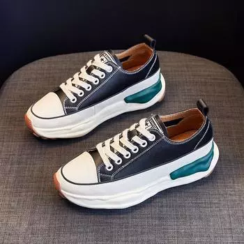 Thick Soled Soft Leather Sports Women s Shoes 2024 New Breathable Lace Up Casual Shoes with Thick Soles and Small White Shoes 35 бежевый