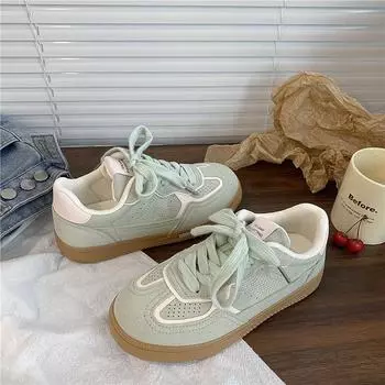 thick-soled tide board shoes women s summer new soft-soled breathable sports little white shoes 35 зелёный