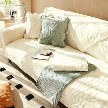 Thick Warm Sofa Cushion Winter Short Plush Cushion Cover Towel Sofa Cover Simple Non-Slip Full Covered 70*70cm