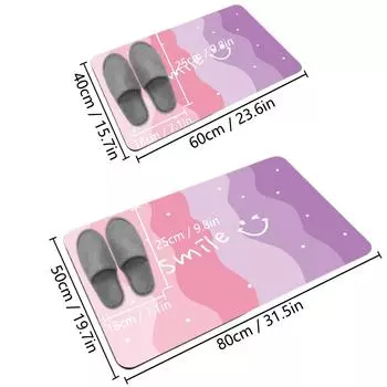 Thickened bathroom absorbent floor mat cartoon flannel dirt-resistant toilet mat shower room non-slip foot mat 400MMx600MM