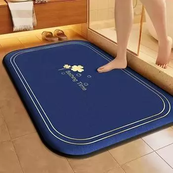 Thickened bathroom anti-slip mat flannel quick-drying household toilet absorbent mat dirt-resistant entrance door mat carpet mat 400MMx600MM синий
