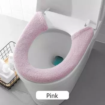 Thickened Toilet Washable Soft Warmer Mat Cover Pad Cushion Cover Bathroom Winter Warm Bathroom Toilet Pad Cushion серый