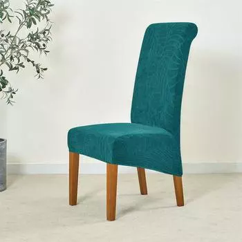 Thickened Waterproof Leaves and Larger Inclined Chair Cover Jacquard Home Hotel Dining Chair Cover Dustproof High Back Chair Cover New Style 19*18*5CM темно-синий