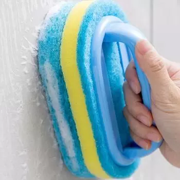 Thickening Cleaning Brush with Handle Kitchen Sponge Wipe Bathroom Tile Bathtub Cleaning Sponge Home Stain Removal Clean Tools белый