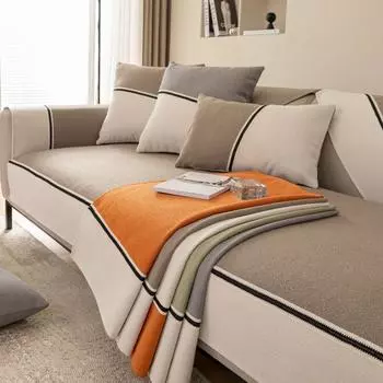 Thin Sofa Cushion Teddy Plush Four Seasons Non-Slip Simple Modern Solid Color Seat Cushion Four Seasons Universal 70*70