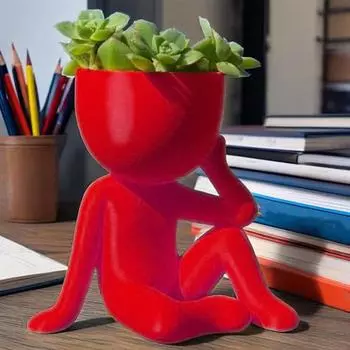 Thinker Flower Pot Succulents Planter Creative Shape High Durability Indoor Outdoor Flower Pot оранжевый